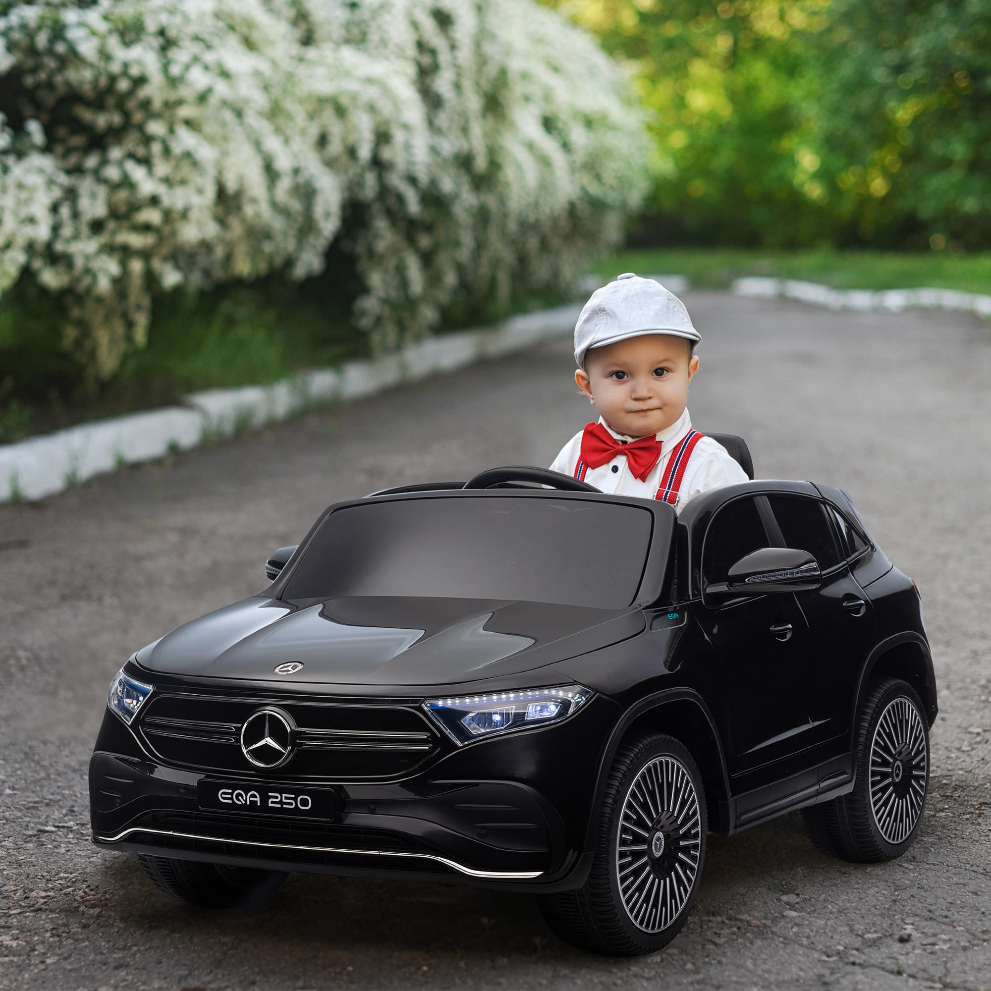 KINDER ELEKTROAUTO, Schwarz/Weiß, Kunststoff+ Metall - Schwarz, Metall (111.5/69/52.5cm) - HOMCOM