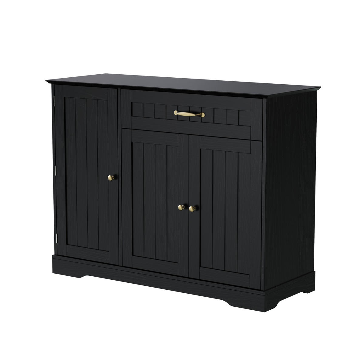 SIDEBOARD aus MDF 107x40x83 cm Schwarz mit 3 Türen, 1 Schublade und verstellbaren Einlegeböden - Schwarz, Holzwerkstoff (107/83.4/40cm) - Modfu
