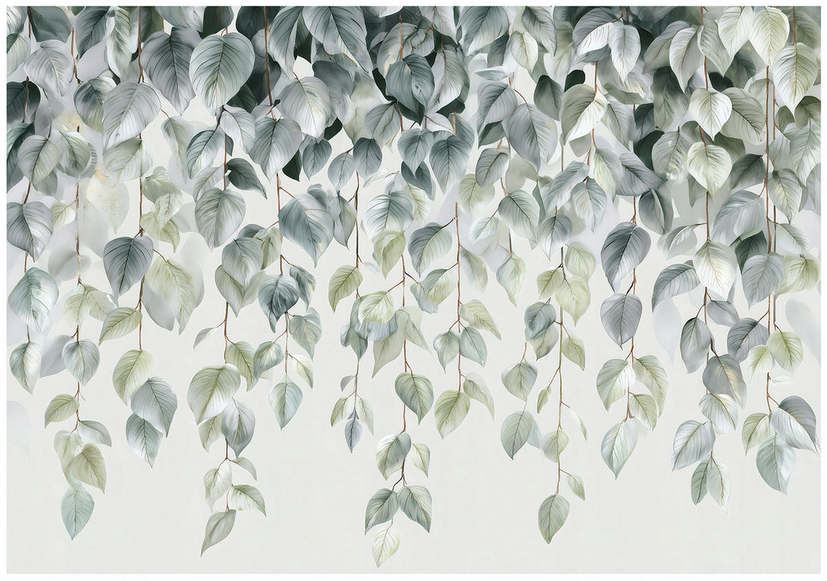 FOTOTAPETE Blätter Hängend Grün 200x140 cm - Multicolor, Papier (200/140cm) - Wallarena
