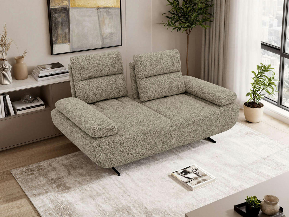 DVOUMÍSTNÁ POHOVKA SORAE - Taupe Strukturovaná látka - černá/šedohnědá, kov/textil (182/94/107cm) - MKS