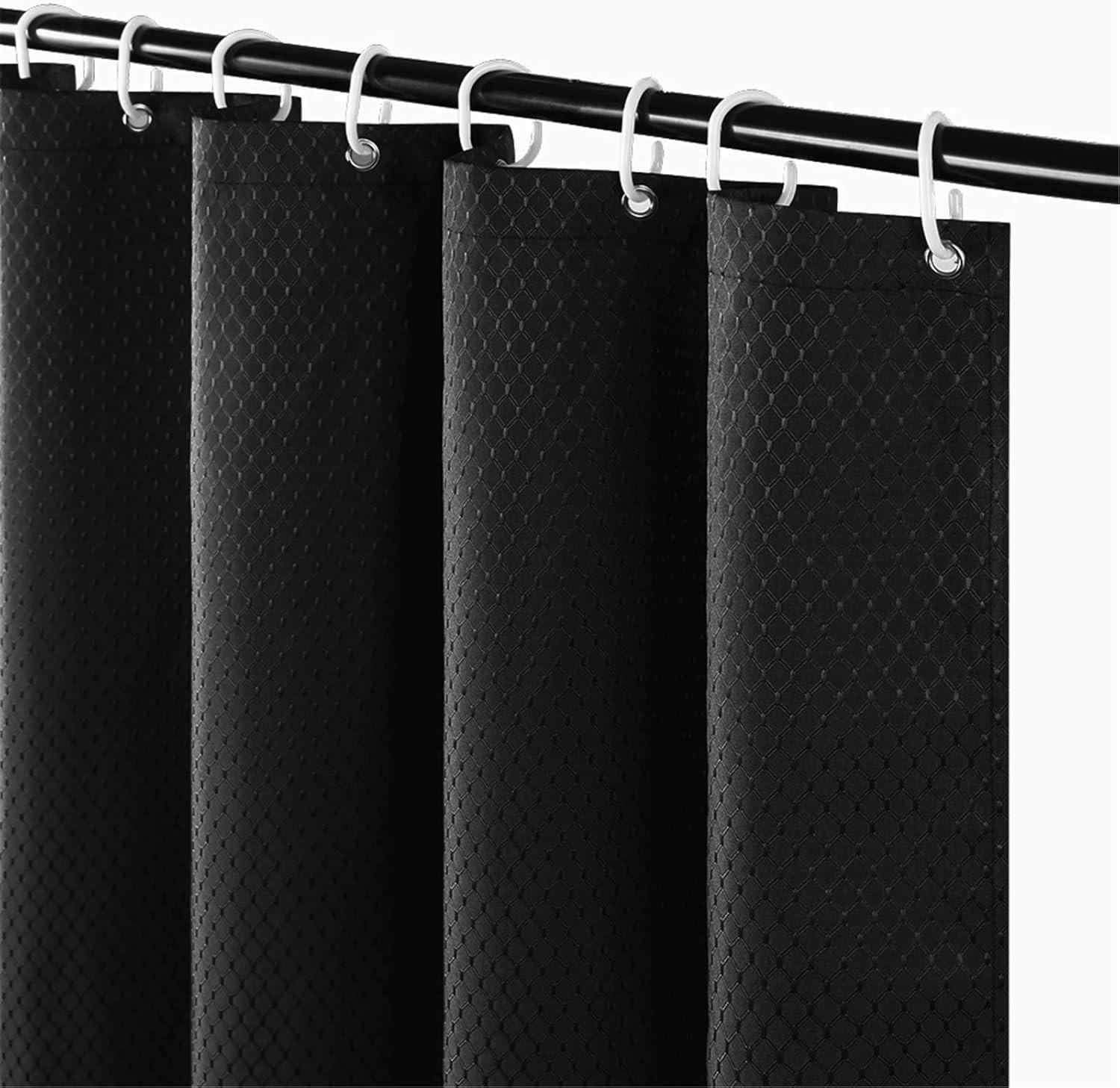 DUSCHVORHANG Waffelstruktur Stoff wasserdicht für Badewanne oder Badezimmer Schwarz - Schwarz, Textil (120/180cm) - MCBOSON