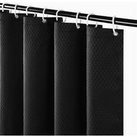DUSCHVORHANG Waffelstruktur Stoff wasserdicht für Badewanne oder Badezimmer Schwarz - Schwarz, Textil (120/180cm) - MCBOSON