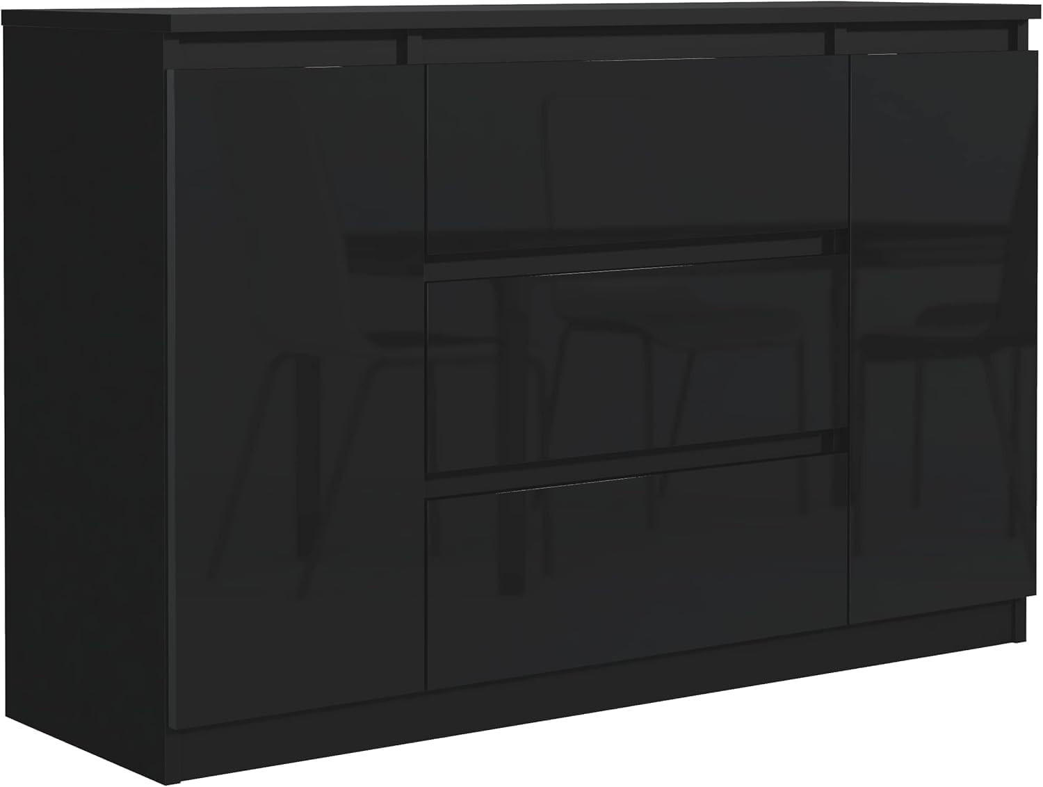 Mobelsta Kommode Schwarz Hochglanz 120x78.5x39 cm