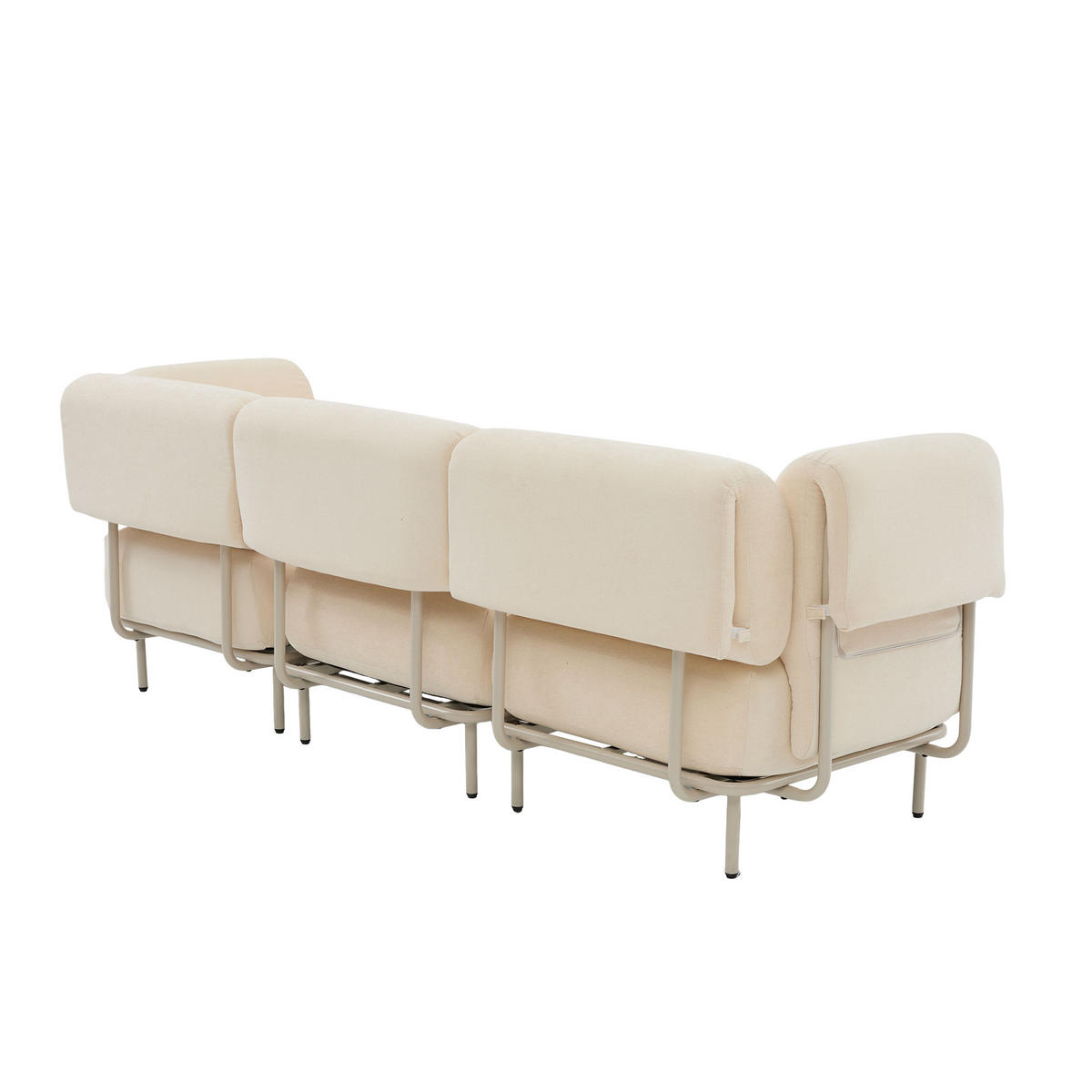 ECKSOFA L-Form modular mit Hocker, DE-42607, Beige - Beige, Metall (251/155cm) - ComfortXL