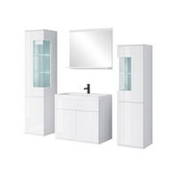 BADMÖBEL-SET Nairobi mit weißer LED Beleuchtung - Weiß Hochglanz/Weiß, Holzwerkstoff (31/133/31cm) - MIRJAN24