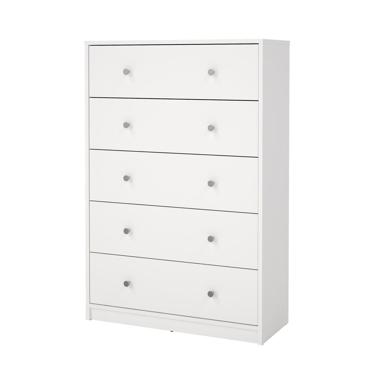 52. KOMMODE mit 5 Schubladen weiß lise 72,4/29,8/108,1 cm - Weiß, Holzwerkstoff (29.8/108.1/122.2cm) - Calicosy