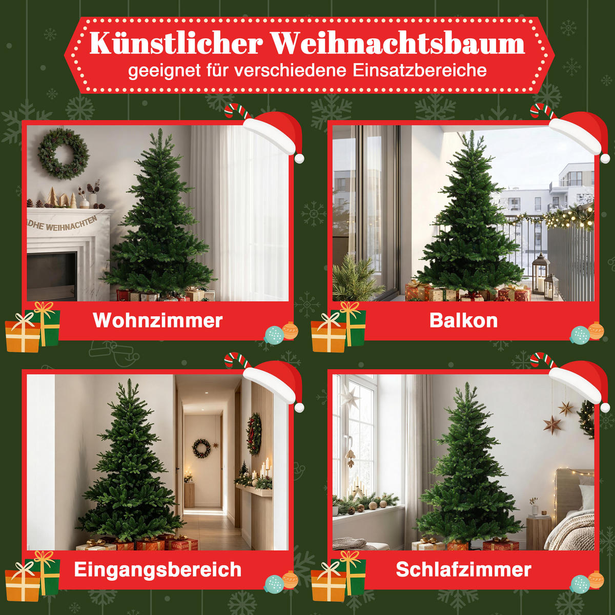 KÜNSTLICHER Weihnachtsbaum 185 cm, Tannenbaum mit Metallständer - Grün, Kunststoff (125/185cm) - Hometopia