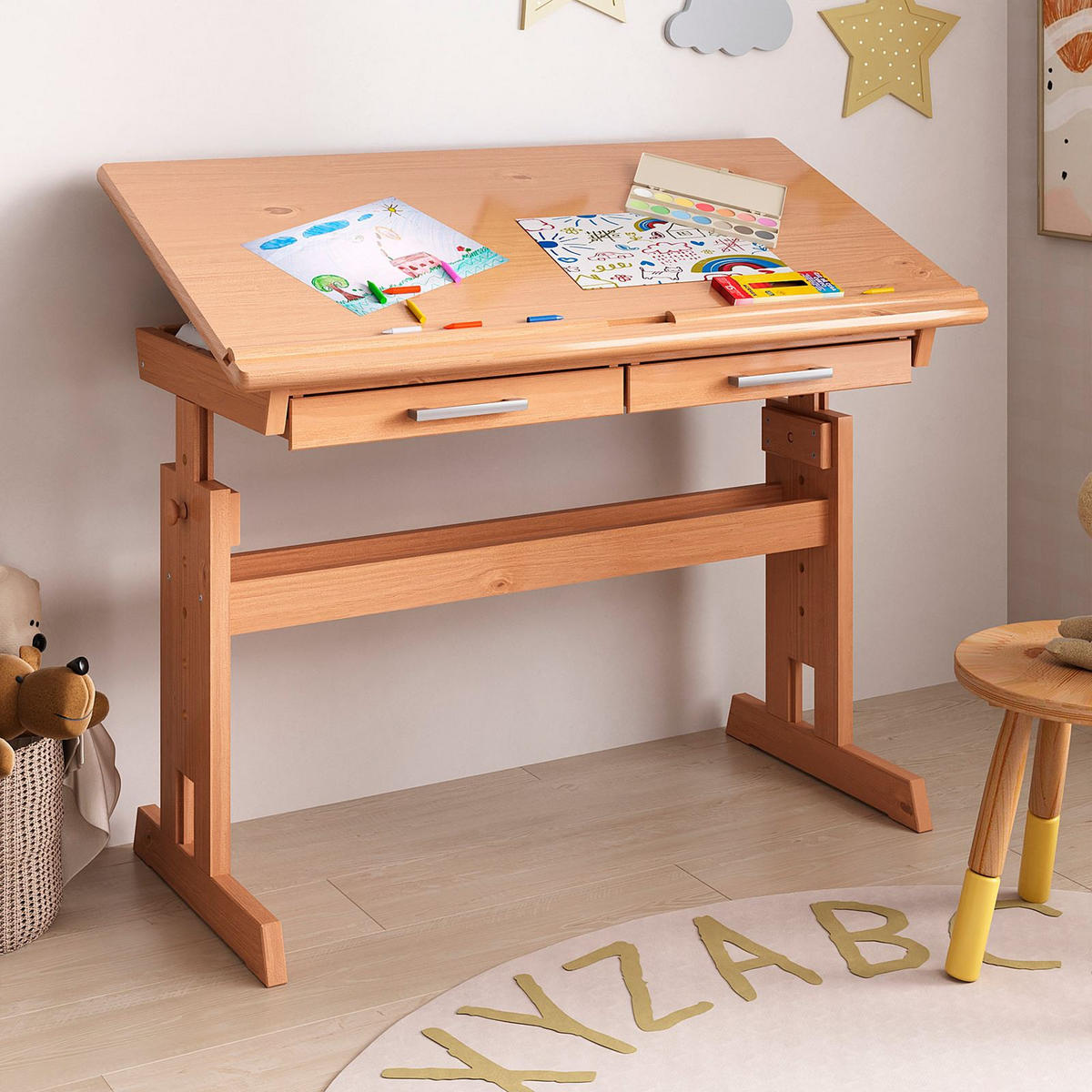 KINDERSCHREIBTISCH OLIVIA BUCHEFARBEN - Buchefarben, Holz (109/130/55cm) - IDIMEX