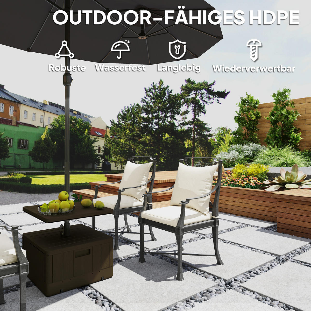 SONNENSCHIRMSTÄNDER kunststoff - Schwarz, Kunststoff (53/53cm) - Outsunny