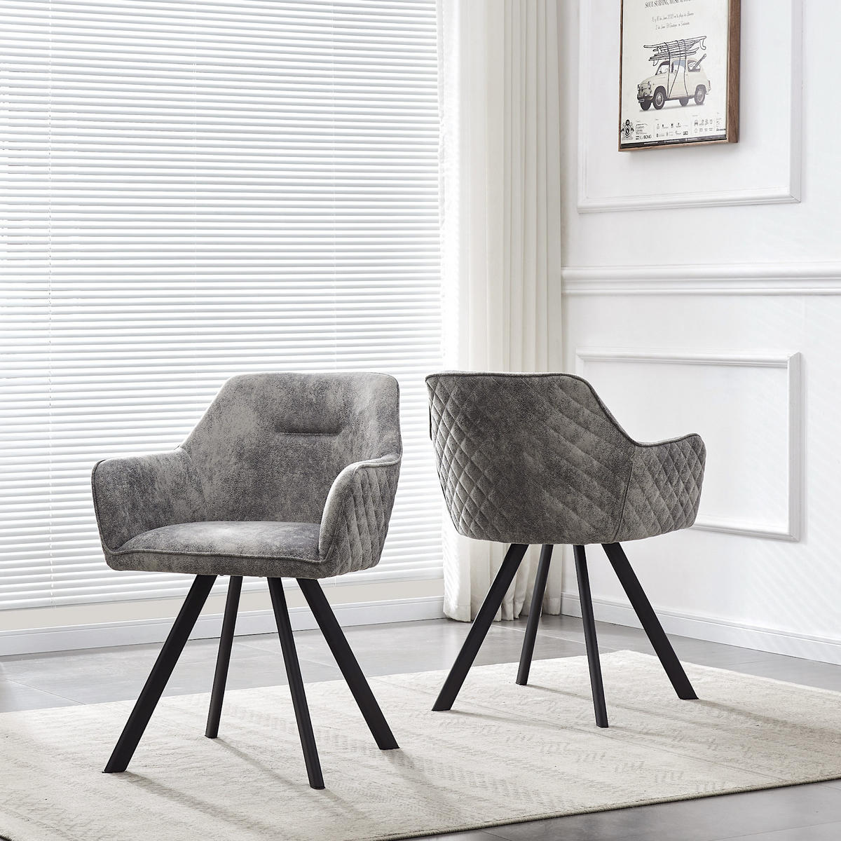 ARMLEHNSTUHL CYRUS Grau 2 Stück - Grau, Textil/Metall (58/79/60cm) - B&D Home