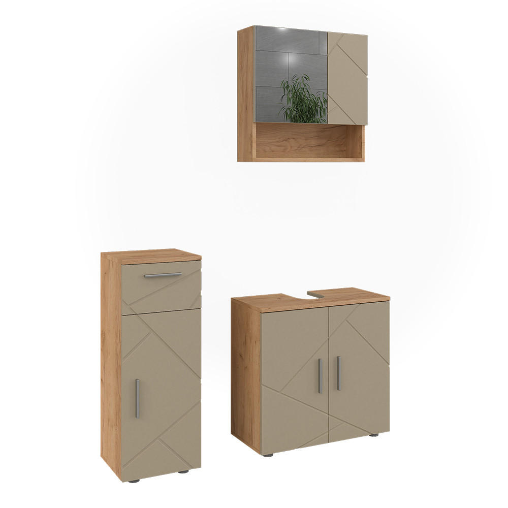 BADRUMSMÖBELSET Irma Beige 3 delar 59/60/30 cm