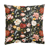 DEKOKISSEN Blumen Aquarell Vintage Muster auf Schwarz 40/40 cm - Schwarz, Textil (40/40/10cm) - Bilderwelten