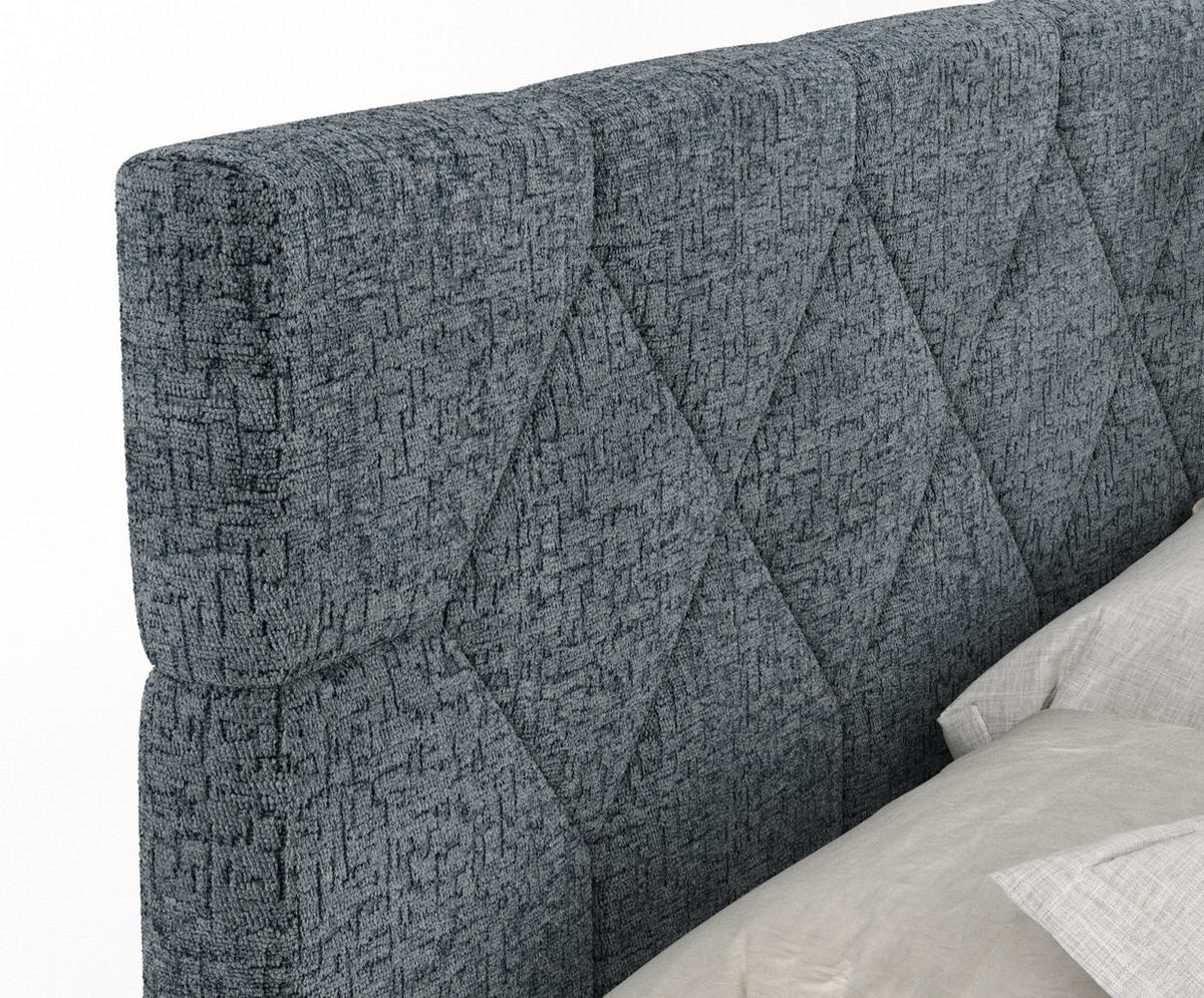 BOXSPRINGBETT Toma Blau Grau 140/200 cm - Blaugrau/Schwarz, Holz/Holzwerkstoff (140/200cm) - Maison de Reve