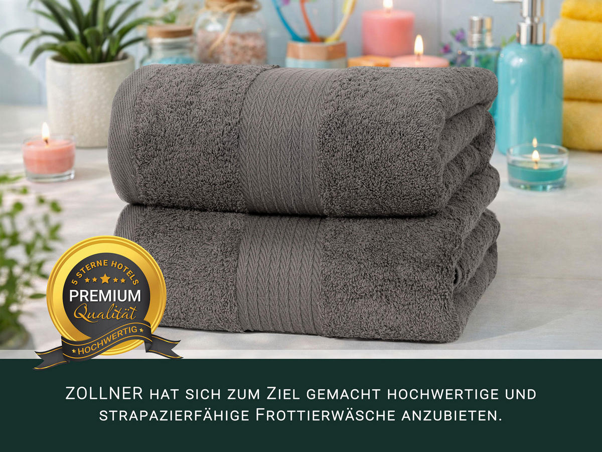 BADETUCH, 2er-Set, 100x150 cm, 100% Baumwolle, Grau - Anthrazit, Textil (100/150cm) - Zollner