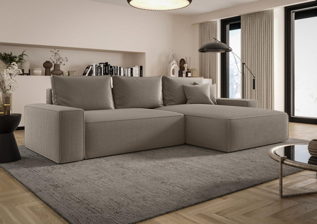 ECKSOFA Walken Mit Schlaffunktion - Hellbraun, Holzwerkstoff/Textil (280/185cm) - Fun Möbel