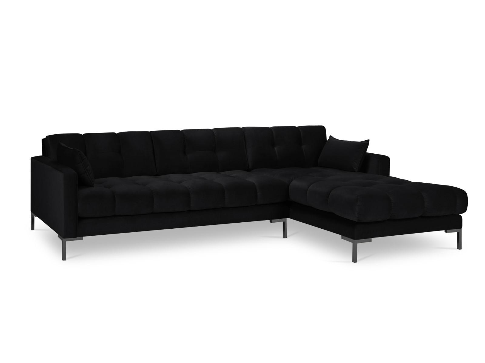 ECKSOFA rechts Mamaia aus Samt schwarz 5 Sitzplätze - Schwarz, Textil (185/293cm) - Micadoni