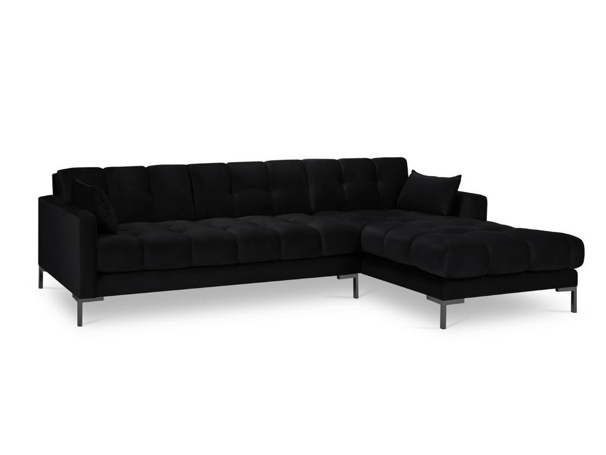 ECKSOFA rechts Mamaia aus Samt schwarz 5 Sitzplätze - Schwarz, Textil (185/293cm) - Micadoni