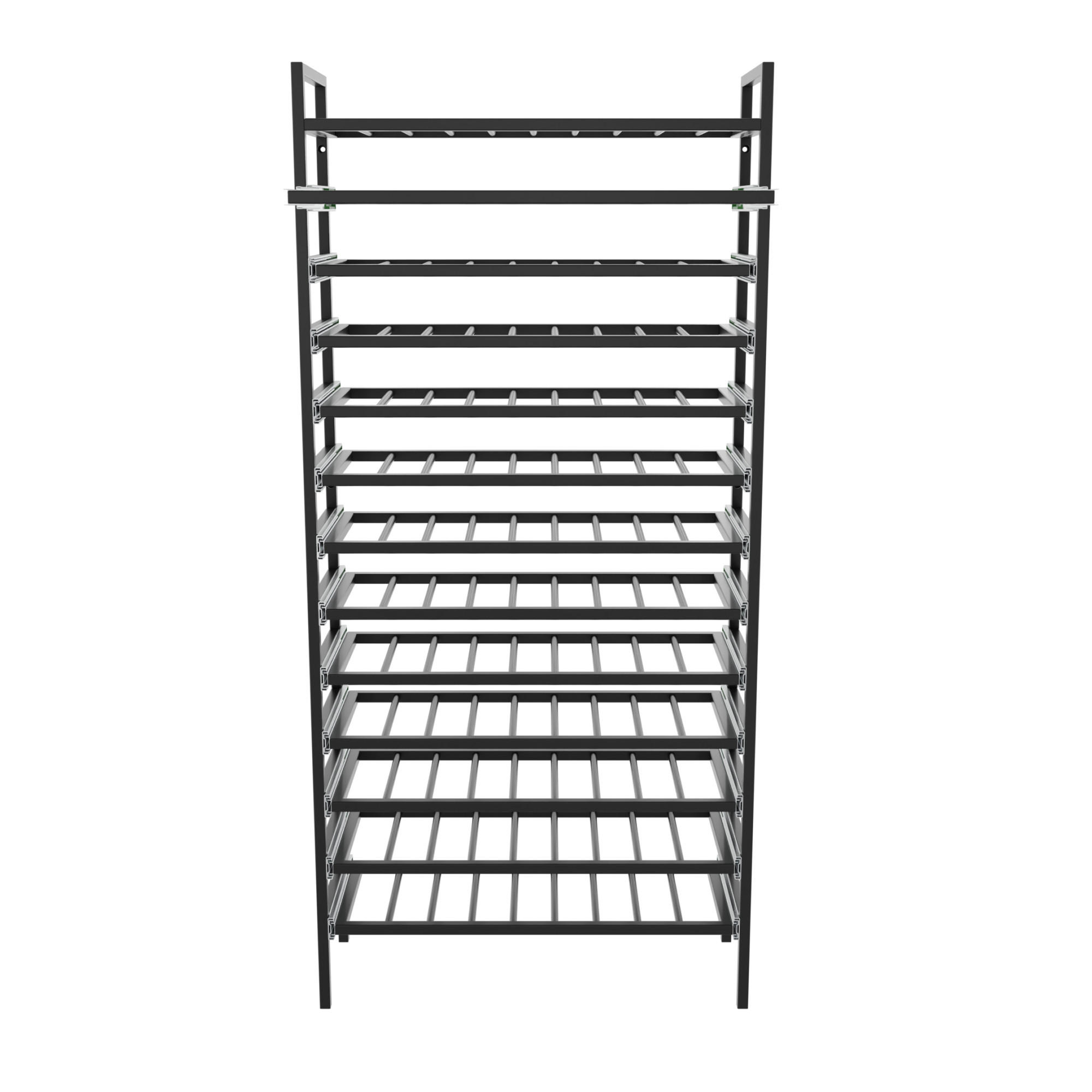 WEINREGAL Amarone Metall,Schwarz, Für 117 Weinflaschen 170/80/30cm - Schwarz, Metall (30/170/80cm) - Metalo Pro