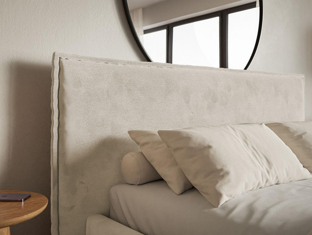 POLSTERBETT Softie Beige Velours 140x200 - Beige, Textil (140/200cm) - Selsey