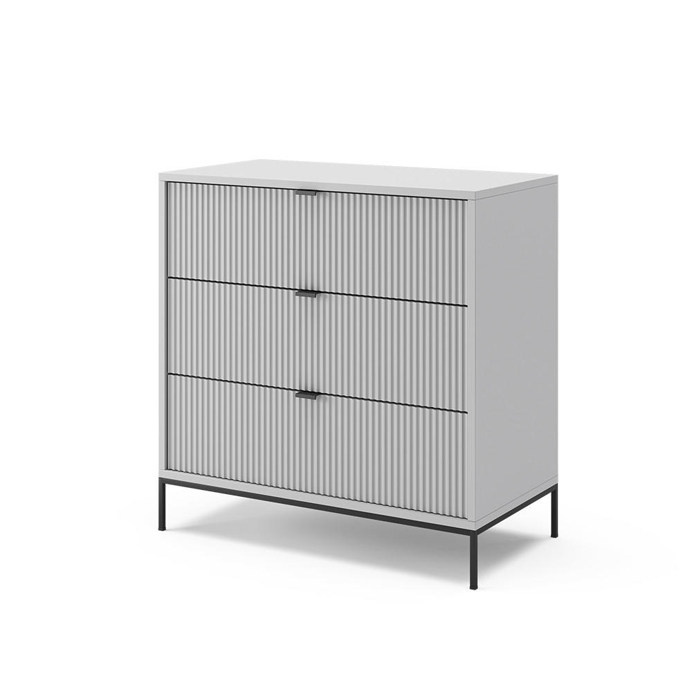 KOMMODE Eliza Grau 80 x 81.2 cm mit 3 Schubladen - Grau, Holzwerkstoff (42/81.2/80cm) - Vicco