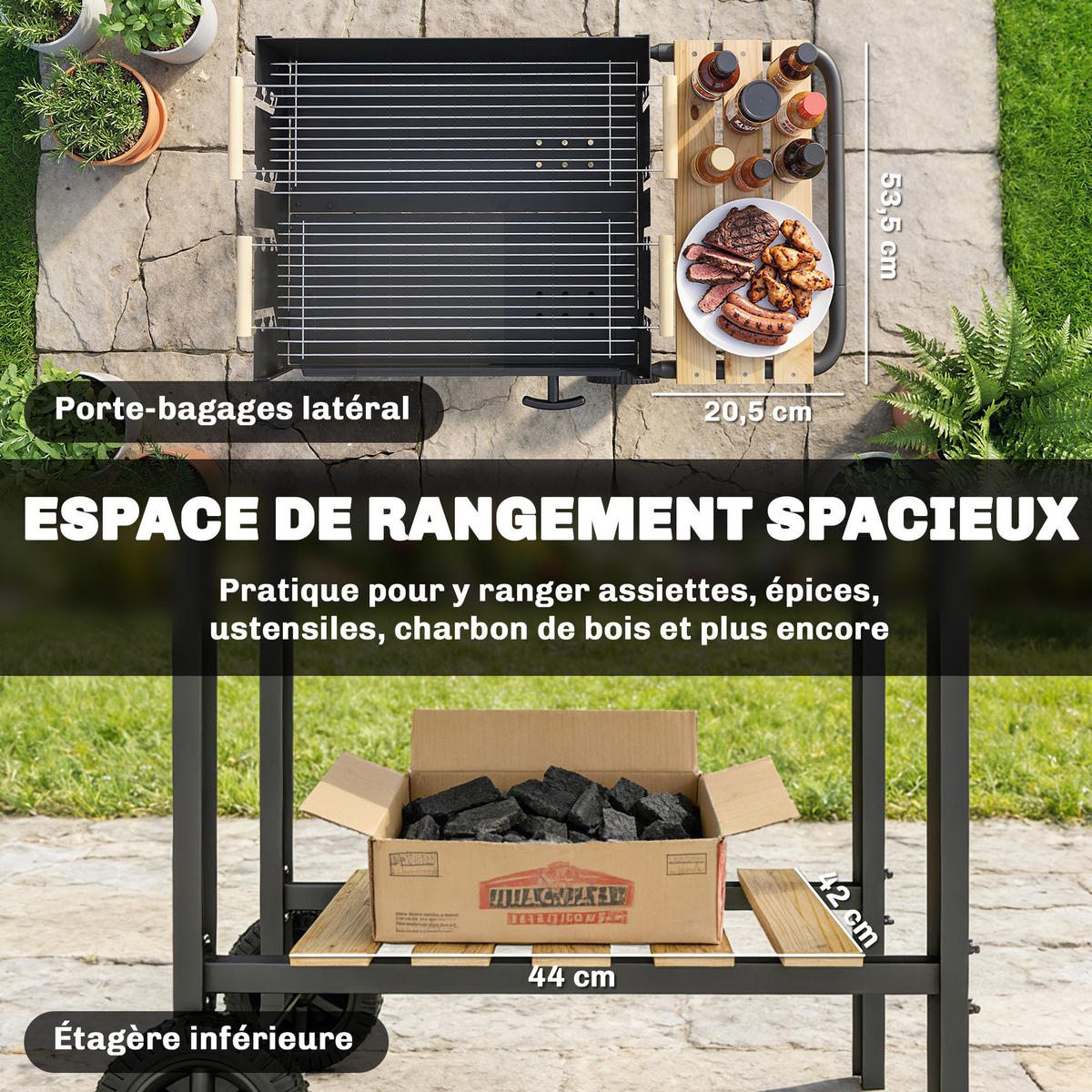 HOLZKOHLEGRILL DE-18276 Schwarz - Schwarz, Metall (58/82/99.5cm) - ComfortXL