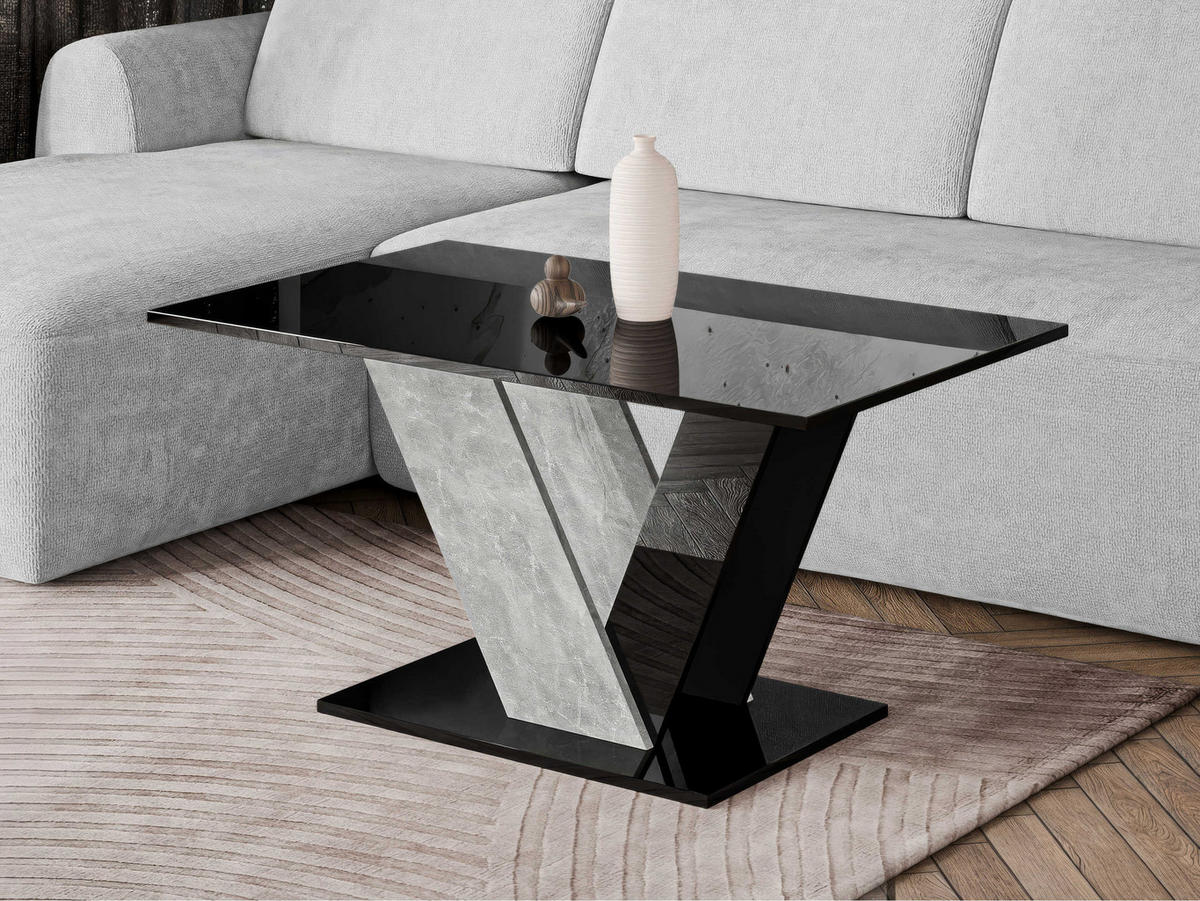 COUCHTISCH Dubai - Schwarz Hochglanz/Grau, Holzwerkstoff (60/100/55cm) - MIRJAN24