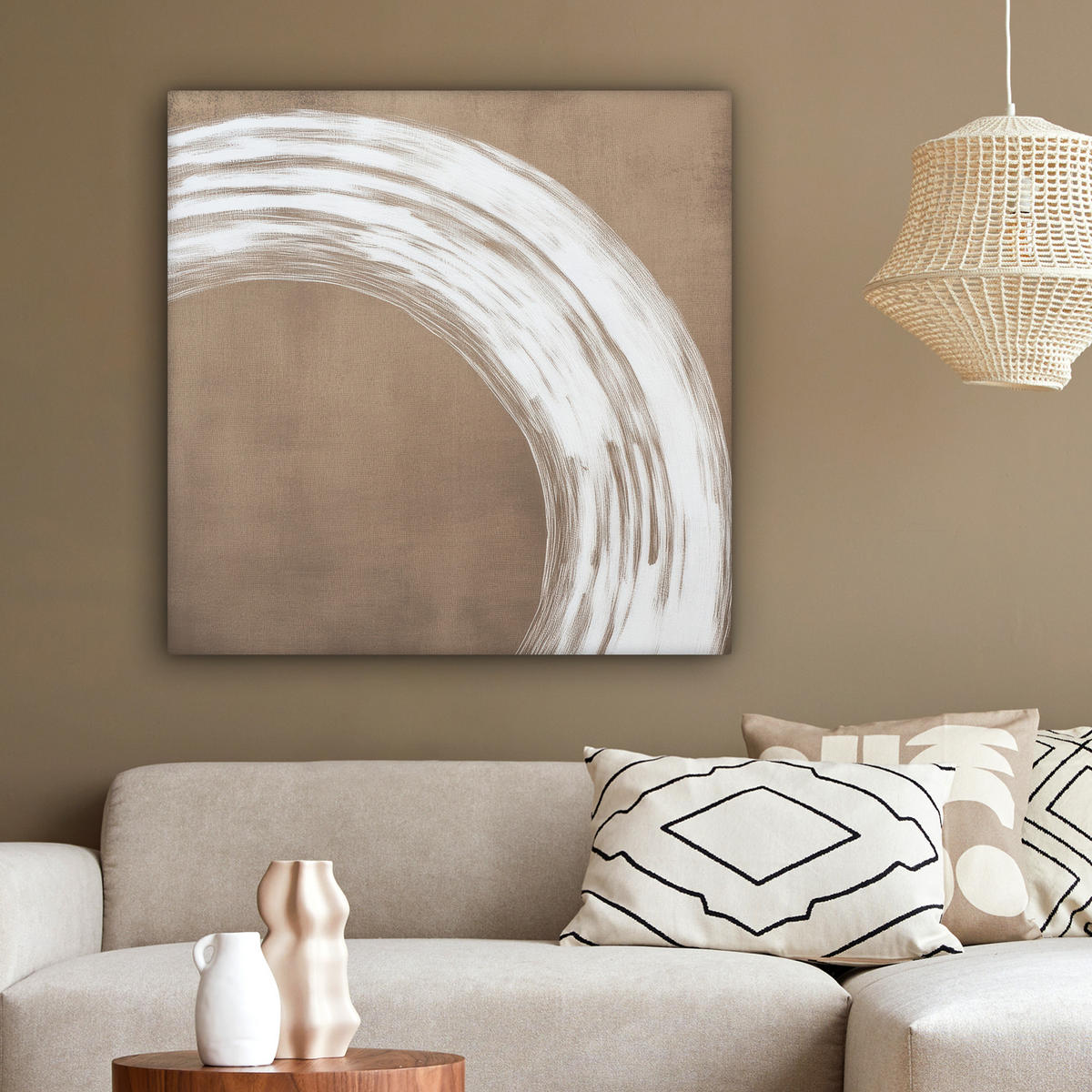 LEINWANDBILD Farbe - Braun - Japandi 90x90 cm - Kupferfarben, Textil (90/90cm) - MuchoWow