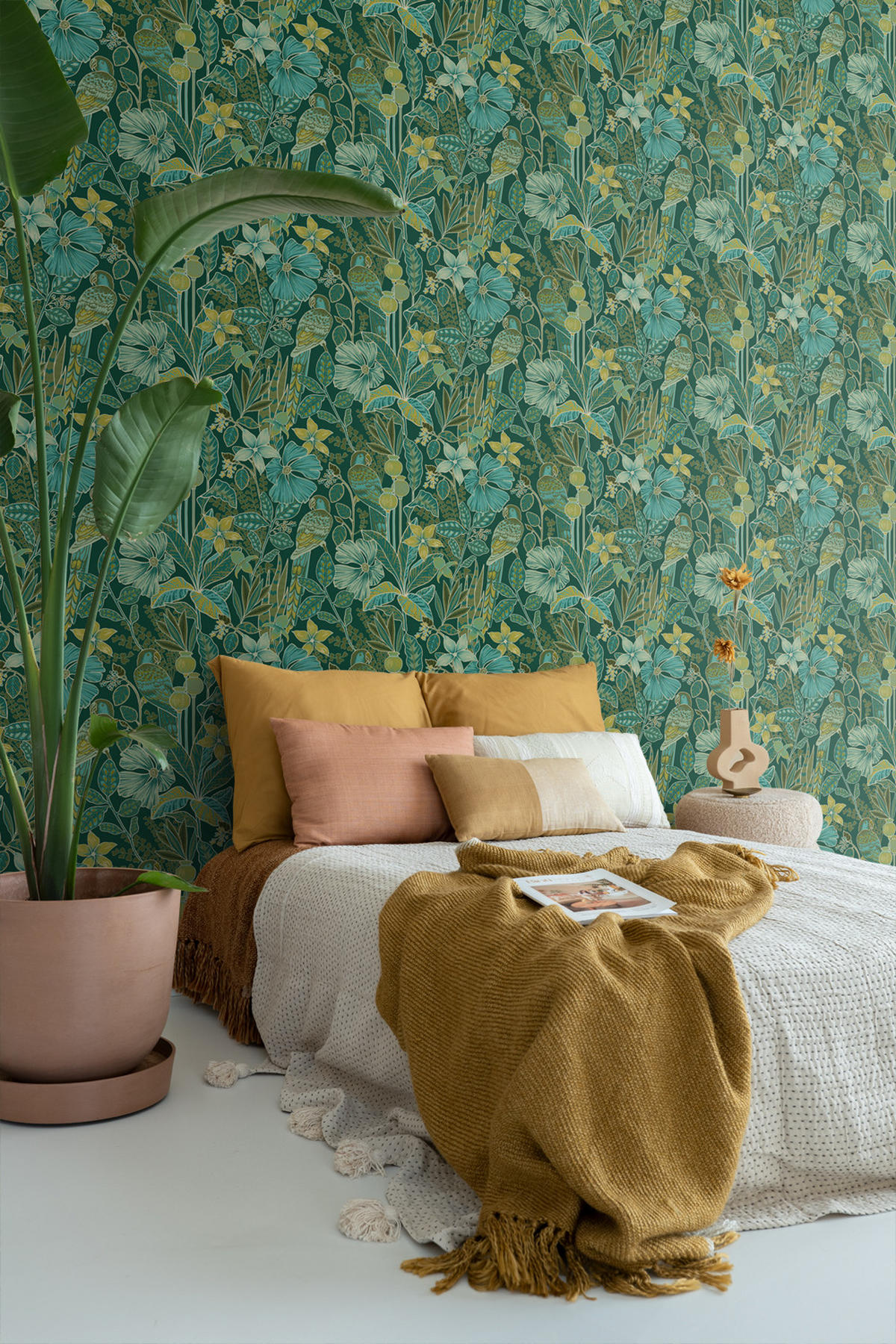 TAPETE tropischen Blumen und Paradiesvögeln 50 x 900 cm - Grün, Papier (50/900cm) - ESTAhome