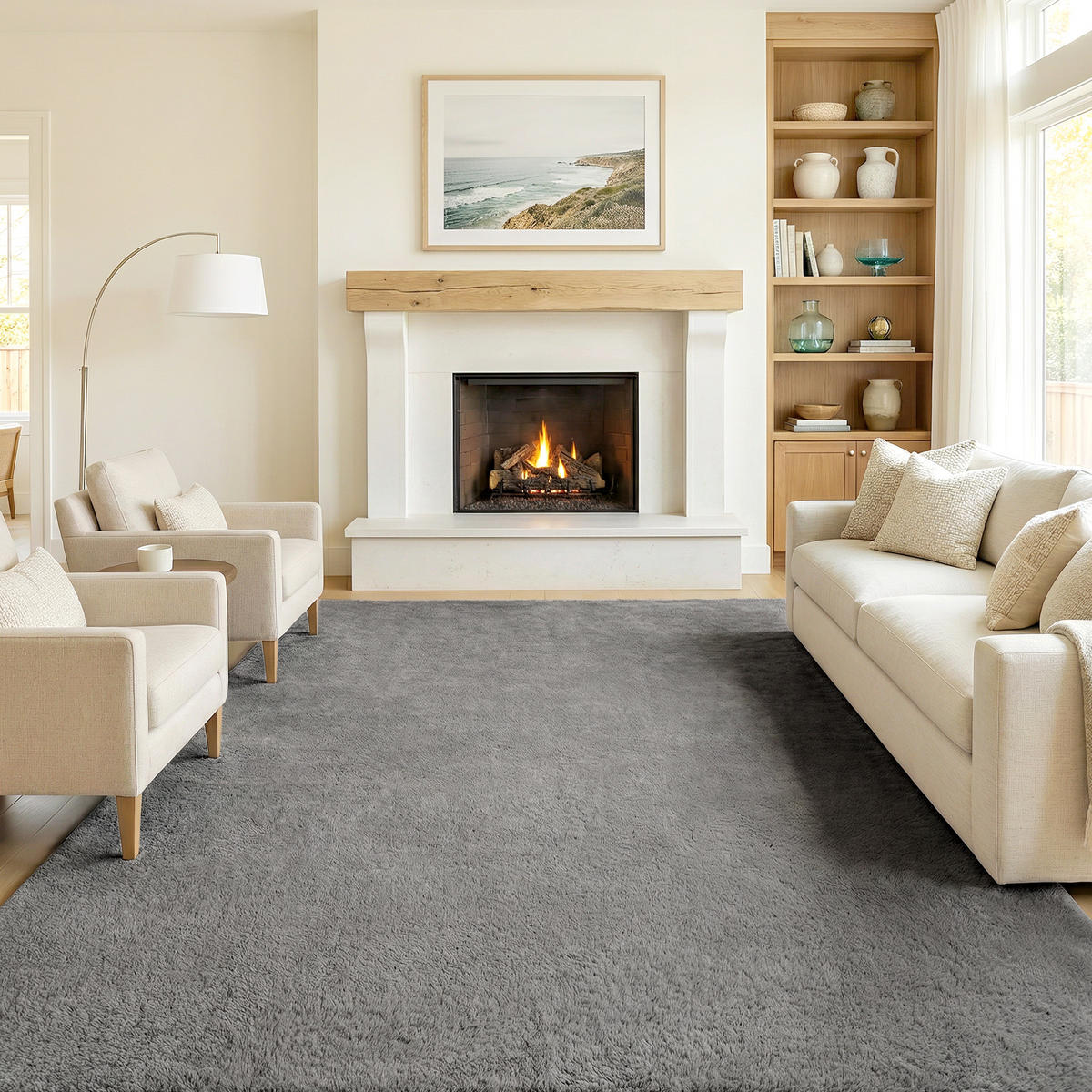 TEPPICH DE-14308 Langflor, maschinenwaschbar, rutschfest Hellgrau - Hellgrau, Textil (120/160cm) - ComfortXL