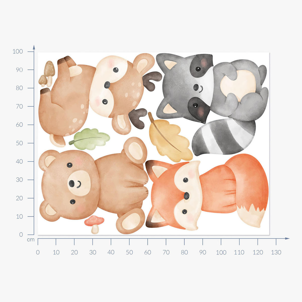 WANDAUFKLEBER 100x127cm - Waldtiere - Multicolor, Kunststoff (100/127/0.1cm) - Wallfluent