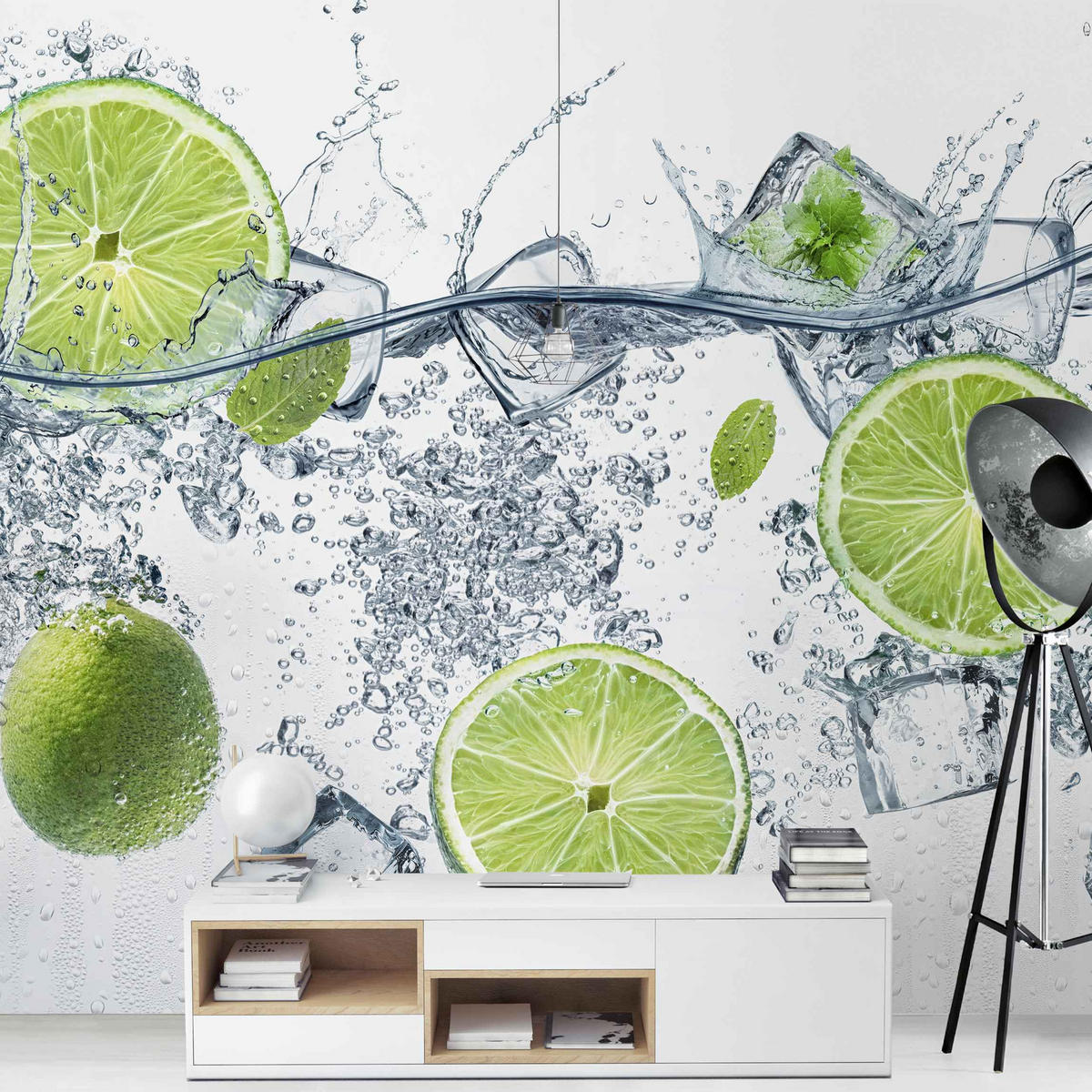 FOTOTAPETE Erfrischende Limette 288/288 cm - Weiß, Papier (288/288cm) - Bilderwelten
