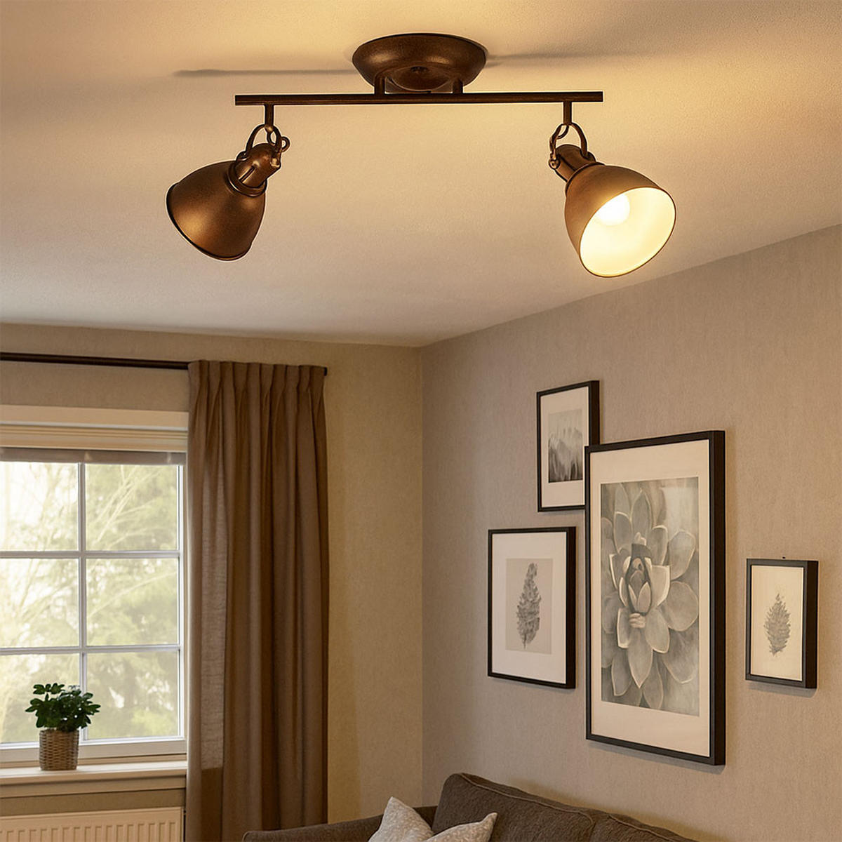 DECKENLEUCHTE Metall Rostfarben Braun - Braun, Metall (45/15/21cm) - Globo Lighting