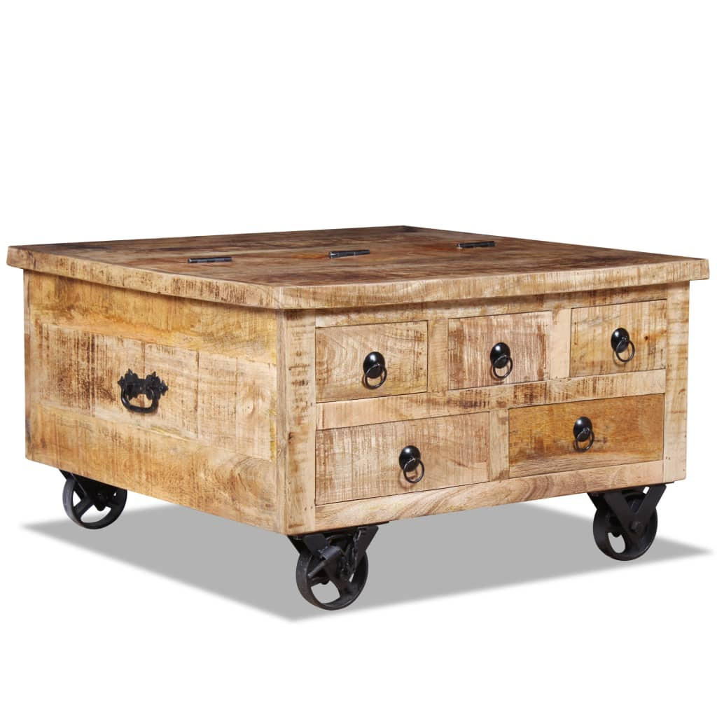COUCHTISCH Raues Mangoholz 70x70x40 cm - Braun, Holzwerkstoff (70/70/40cm) - furnicato