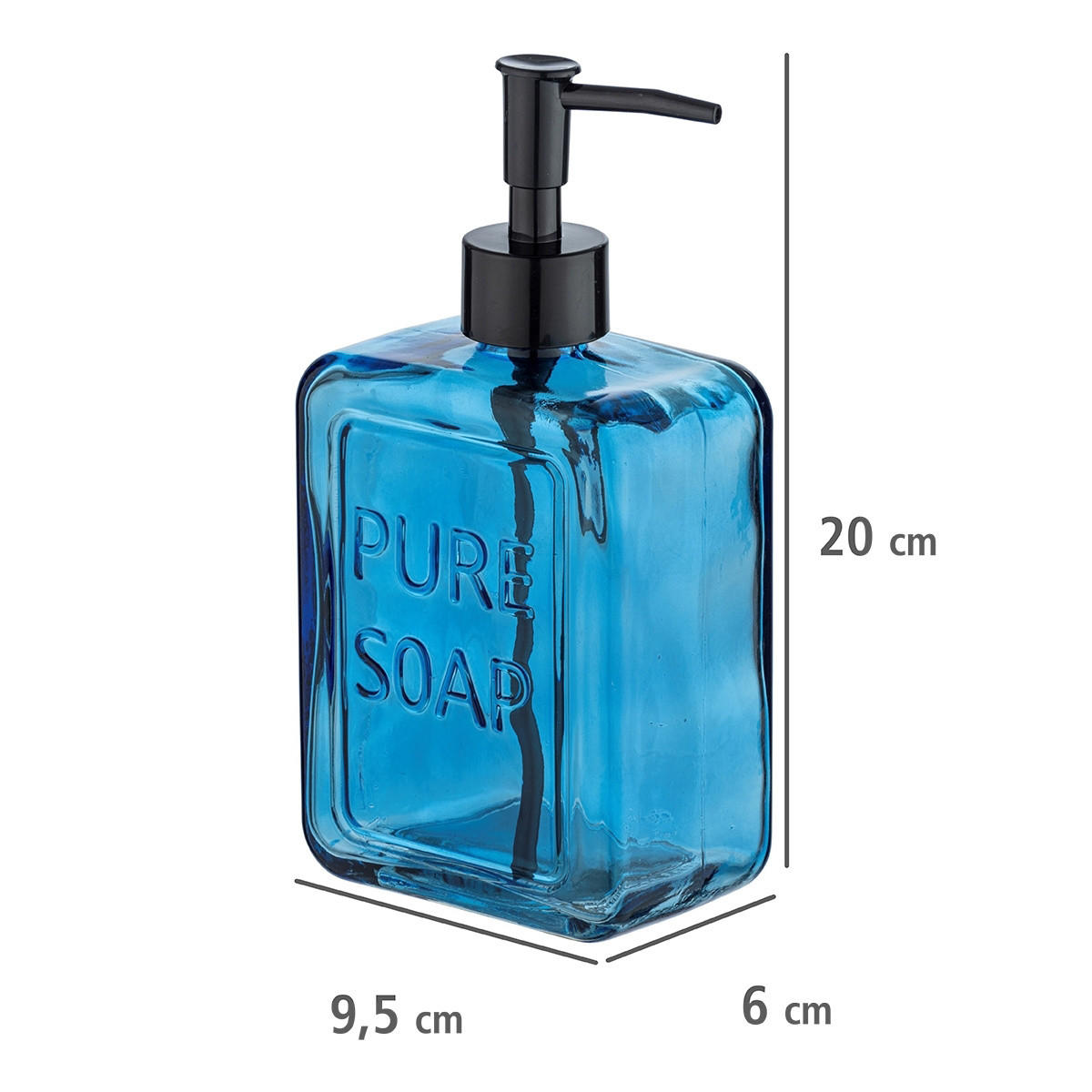 SEIFENSPENDER Glas Pure 550 ml 6/9,5/20 cm - Blau, Glas (9.5/20/6cm) - Wenko
