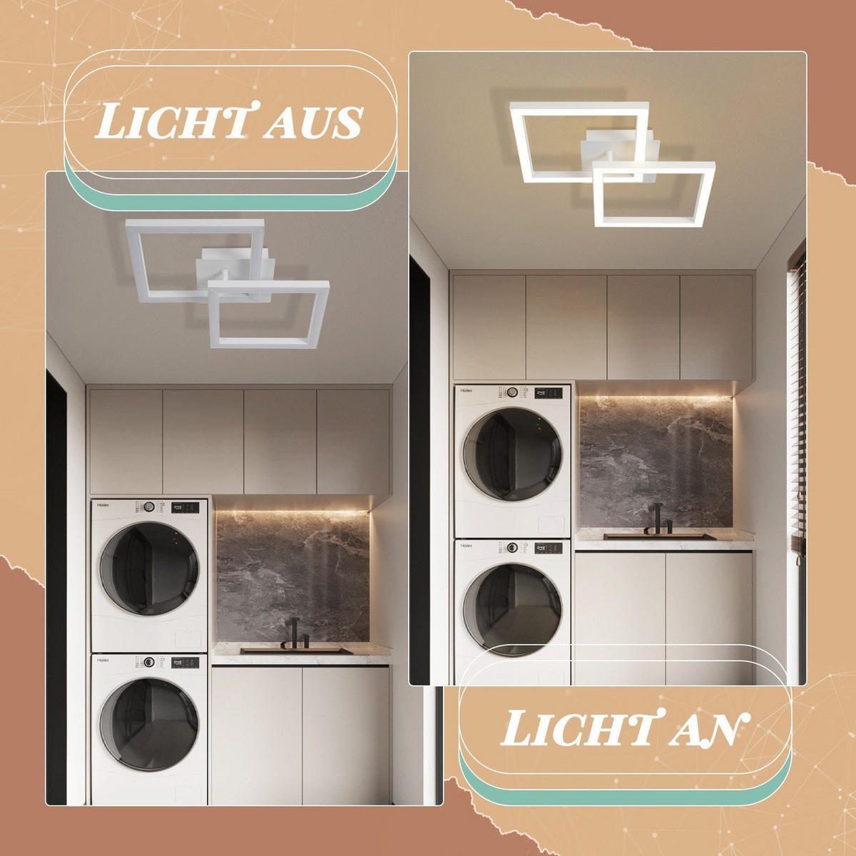 LED-DECKENLEUCHTE Eis 47/30/6 cm - Weiß, Metall (47/30/6cm) - Nettlife