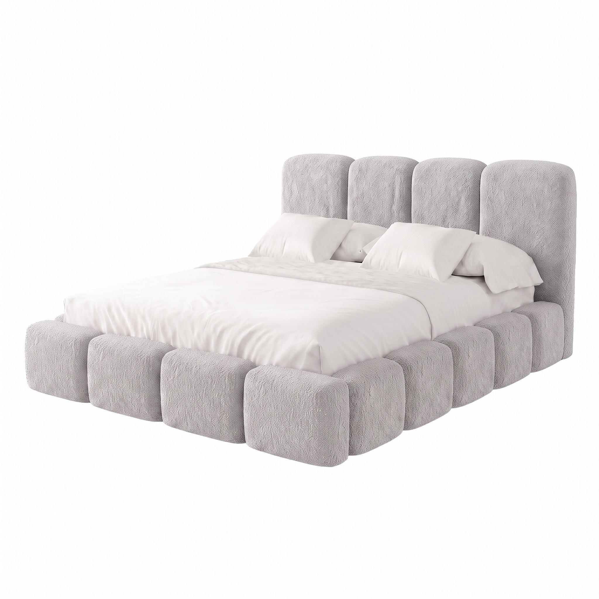 POLSTERBETT SUENO MAXI 160x200 cm in Grau, gepolstertes Kopfteil, Metalllattenrost, Bettkasten, Bouclé-Stoff - Naturfarben/Grau, Holz/Textil (160/200cm) - Muffo