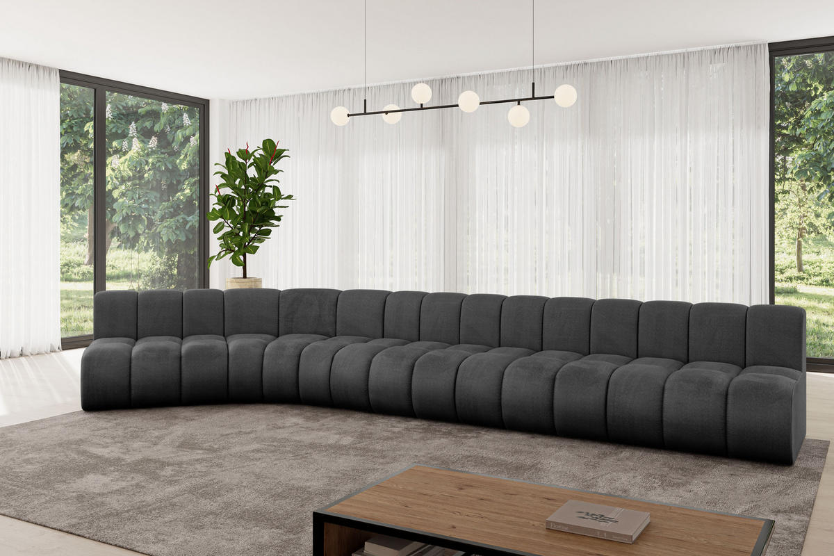 ECKSOFA modulares Sofa Montra-L3 - 472x174x70 cm Schwarz - Schwarz, Holzwerkstoff/Textil (472/174cm) - ALTDECOR