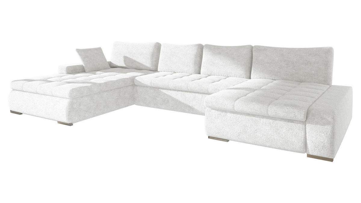 WOHNLANDSCHAFT Caro - Silberfarben/Hellgrau, Holz/Textil (394/80/213cm) - MIRJAN24