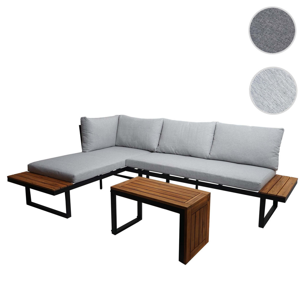 GARTEN GARNITUR 3ER-SET Braun, Hellgrau - Hellgrau/Braun, Holz - MCW