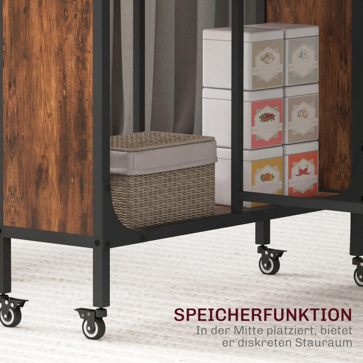 KLAPPTISCH 130/80/74 cm mit Rollen für 6 Personen DE-39918 Rotbraun - Braun, Holzwerkstoff (80/130/74cm) - ComfortXL