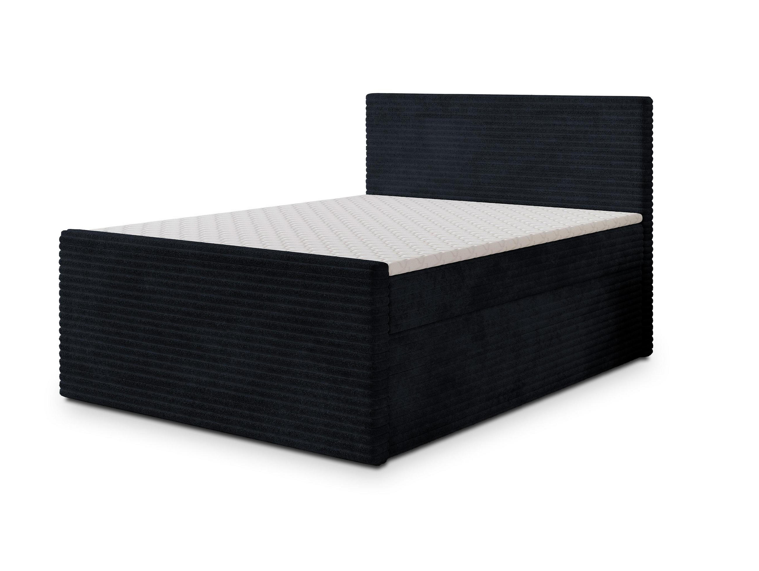 BOXBETT NOLEN 160x200 cm mit Matratze und Topper - Schwarz - Schwarz, Holz (160/200cm) - MASSENO
