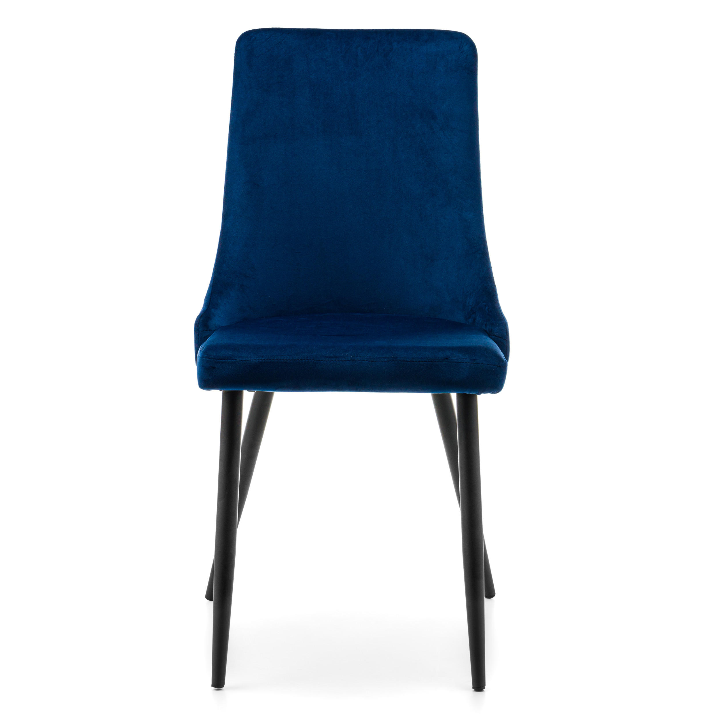 STUHL UNO gepolstert - dunkelblau - Samt Velours - Schwarz/Dunkelblau, Textil/Metall (48/95/57cm) - NEW HOME