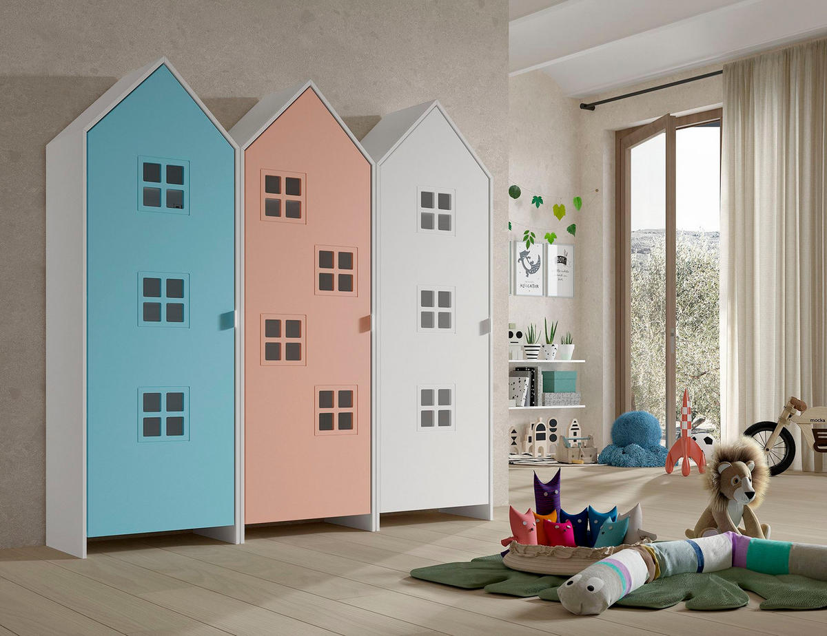 REGALSCHRANK Set Kania 173x37x171 MDF Weiß /Bunt - Blau/Pink, Holzwerkstoff (173/171/37cm) - 58aufmkessel