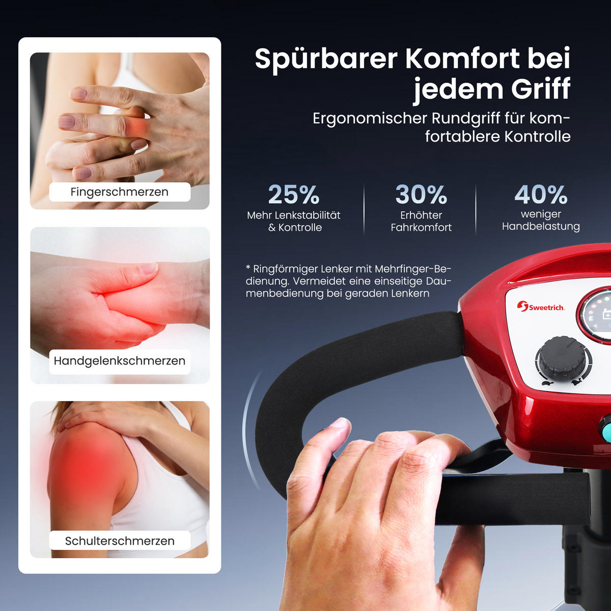 ELEKTROMOBIL faltbar Seniorenmobil,15-25 km,12Ah 4-Rad-Scooter,Rot - Rot, Metall (50/94.5/99cm) - LVHOM