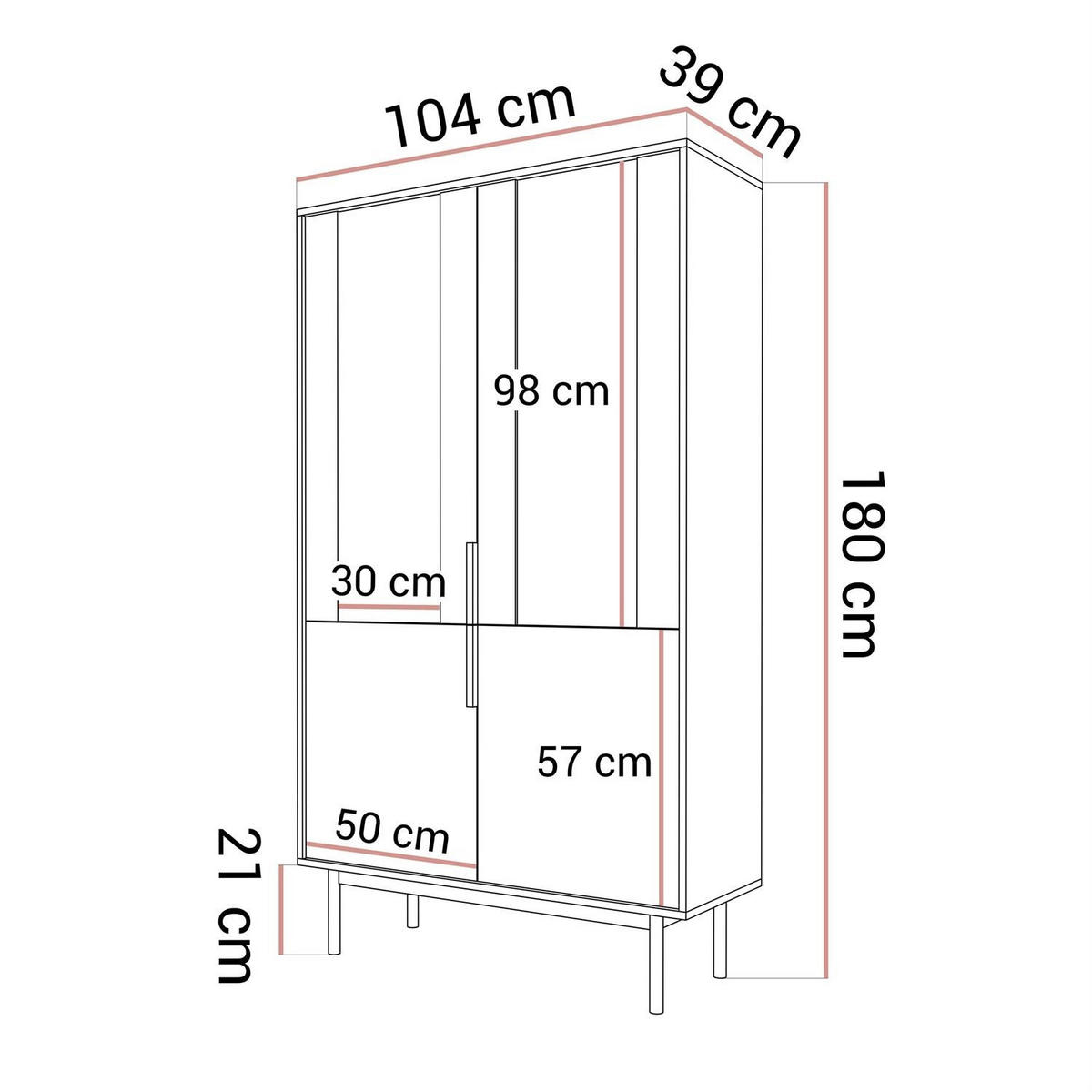 VITRINE MIRACLE mit Glasfront Schwarz - Schwarz, Holzwerkstoff (104/180/39cm) - Lookway