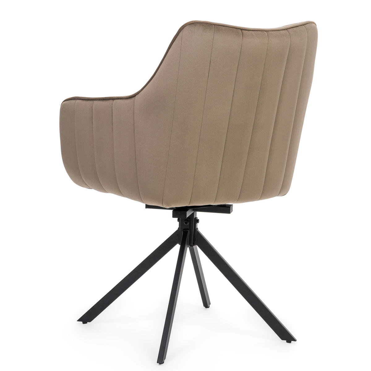 STUHL PIANO drehbar gepolsterter mit Steppung - dunkelbeige - Velour - Beige/Schwarz, Textil/Metall (59/88/61cm) - NEW HOME