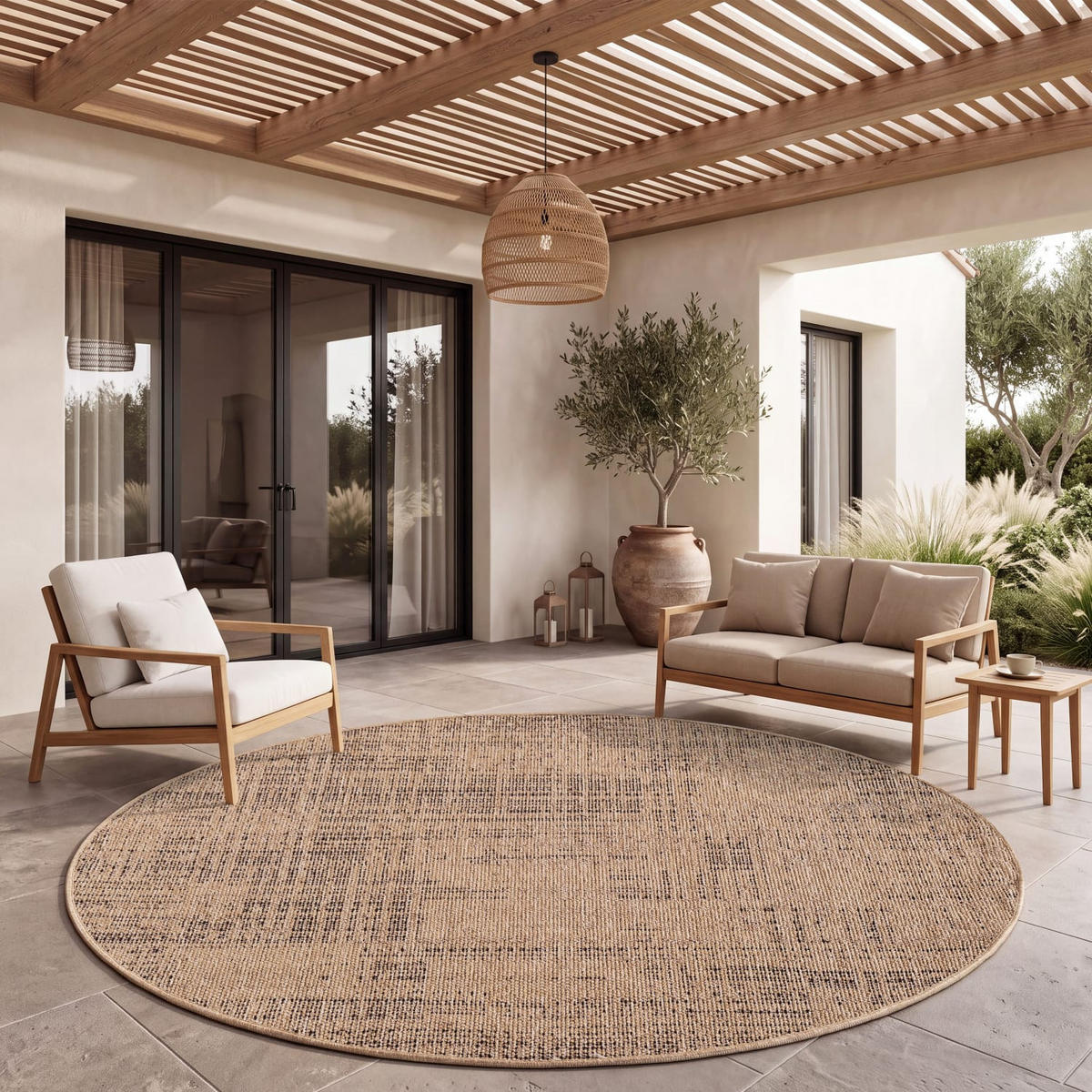 OUTDOORTEPPICH 120/120 cm Aachen 783 - Beige, Kunststoff (120/120cm) - Paco Home