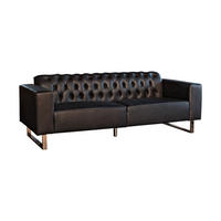 LEDERSOFA NILO Schwarz Leder - Schwarz, Leder (219/77/86cm) - KAWOLA