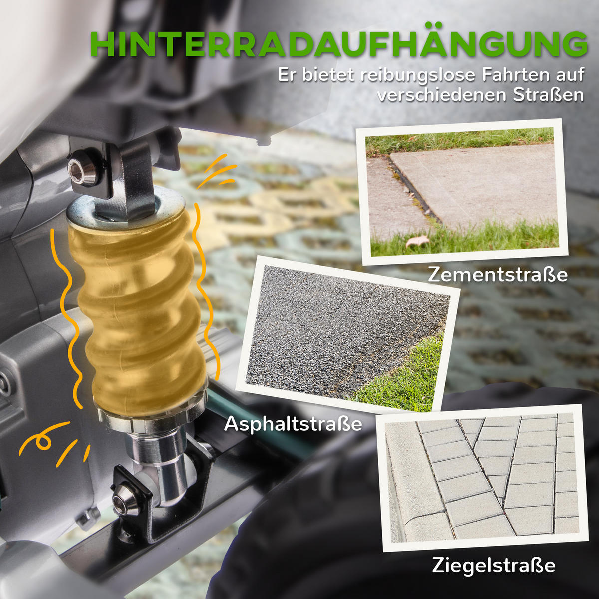 ELEKTRO-MOTORRAD DE-06242 12V mit Trainingsrädern und Musik Grün - Grün, Kunststoff/Metall (107/56/70cm) - ComfortXL