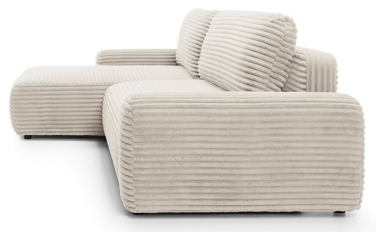 ECKSOFA Alferia Creme mit Cordbezug - Creme/Schwarz, Holzwerkstoff/Kunststoff (264/162cm) - Selsey